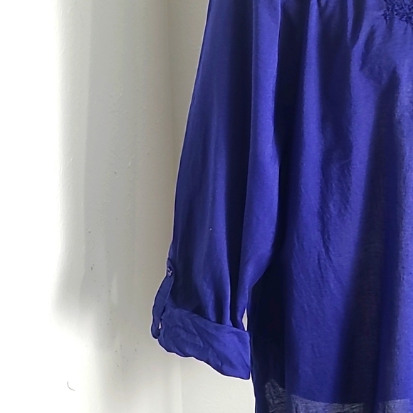 Lane Bryant Deep Blue Top With Elastic Waistband, Embroidered Neckline, Size 14 - Picture 6 of 9